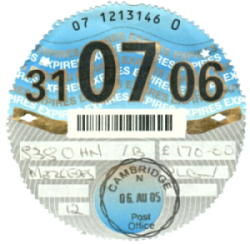 Road tax disc