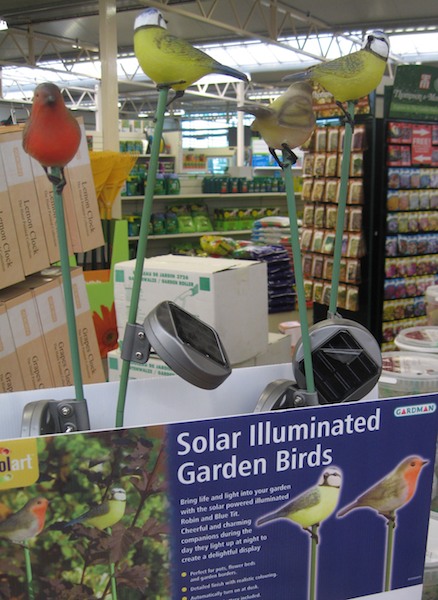 Solar powered illuminated garden birds