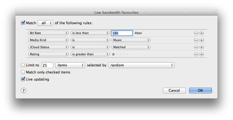 Low bandwidth favourites