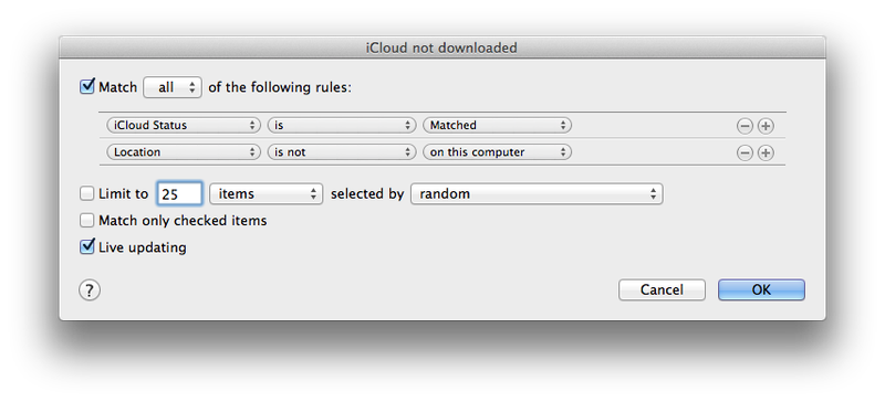 iCloud not downloaded rules
