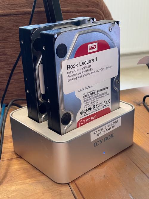 A drive dock, holding bare hard drives
