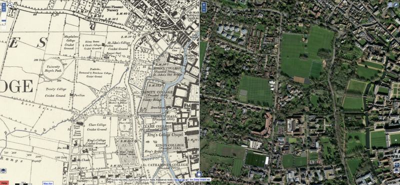 An old map and a new one: a view of western Cambridge
