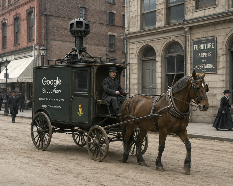 A vintage streetview camera vehicle (AI-generated)